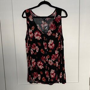 Torrid Black and Red Floral Sleeveless Top